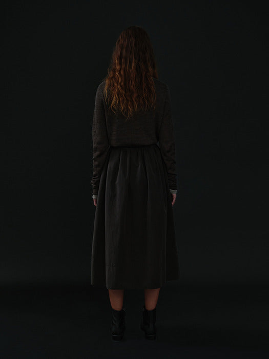 [moia] belted skirt (smoke brown)