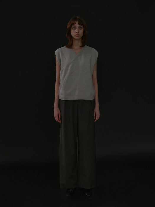 [moia] unbalance vest (oat gray)