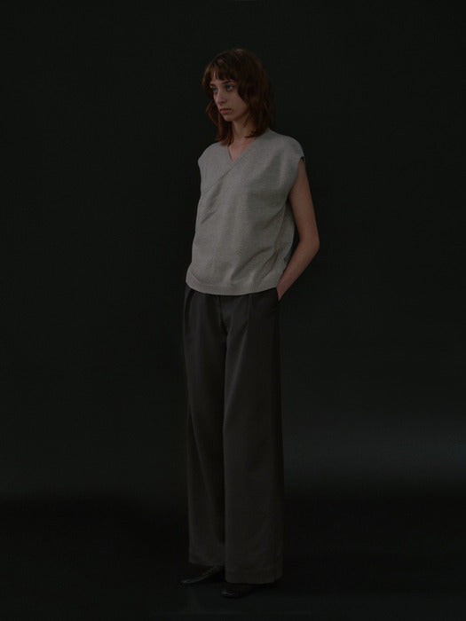 [moia] unbalance vest (oat gray)