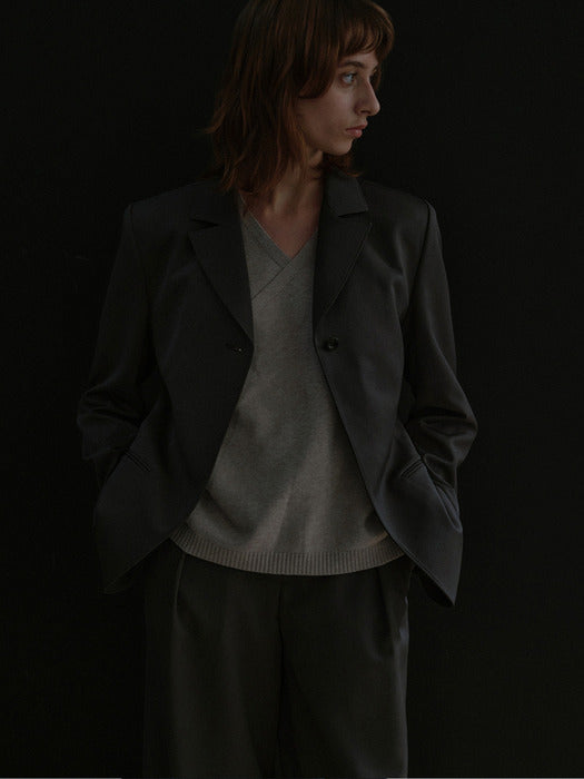 [moia] unbalance vest (oat gray)