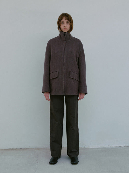 [moia] tweed half coat (gray)