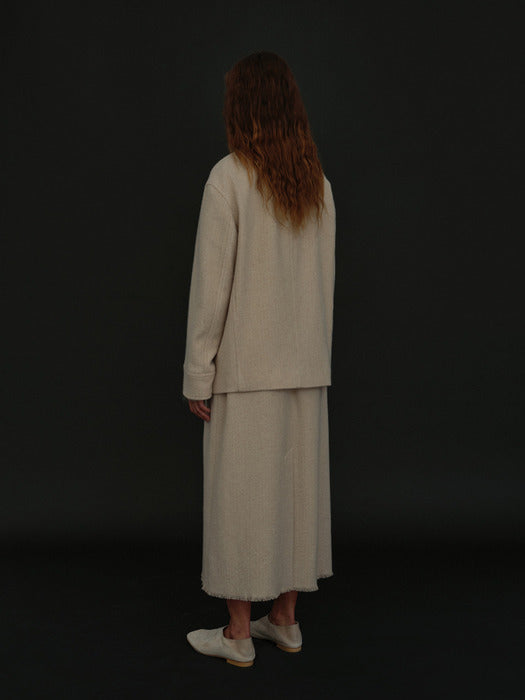 [moia] tweed half coat (oat)