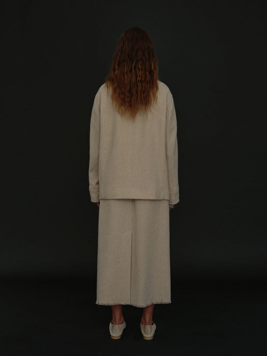 [moia] tweed half coat (oat)