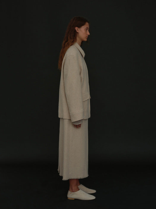 [moia] tweed half coat (oat)