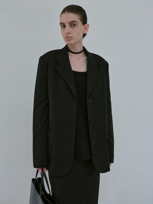 [moia] tailored single jacket (black)