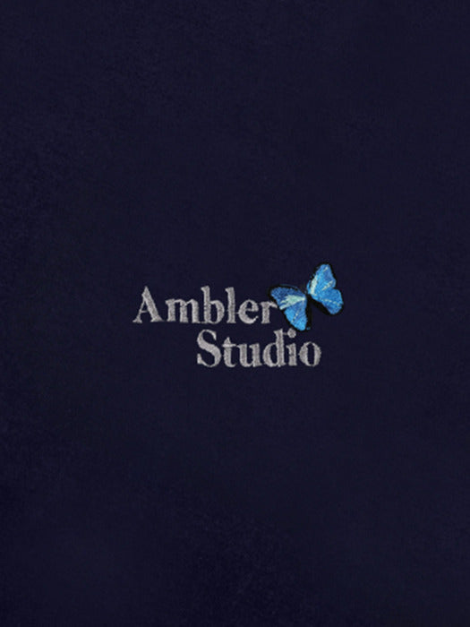 [ambler] Blue Butterfly Over fit Sweatshirt AMM1110 (Navy)
