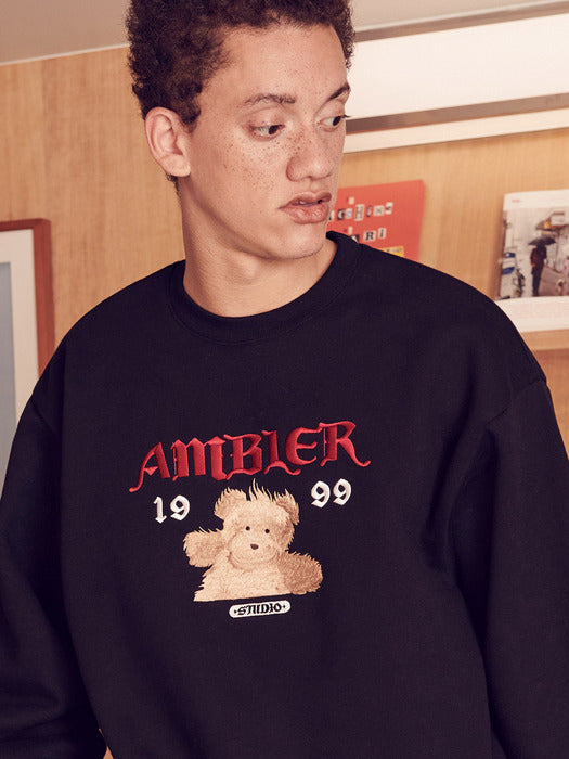 [ambler] Evil spirit Over fit Sweatshirt AMM1113 (Black)