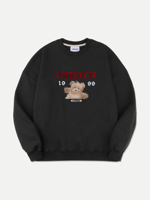 [ambler] Evil spirit Over fit Sweatshirt AMM1113 (Black)