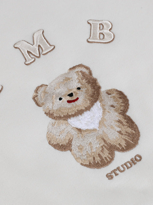 [ambler] Bushy bear Crop Sweatshirt AMC203 (Ivory)