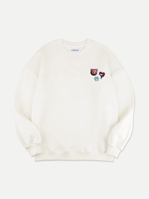 [ambler] Patch Over fit Sweatshirt AMM1105 (Ivory)