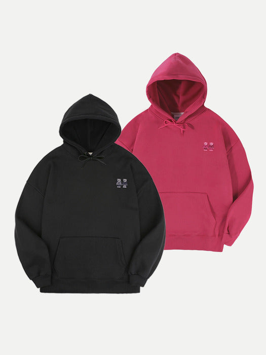 Ambler Twinlook bear Over fit Hoodie 2Pack(3colors)