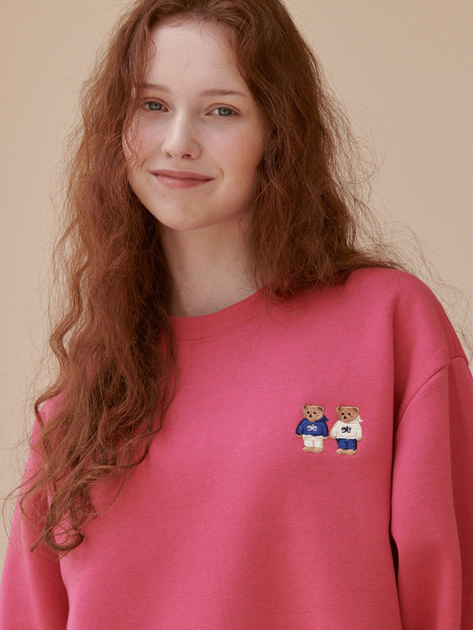 [ambler] Twinlook bear Over fit Sweatshirts AMM918