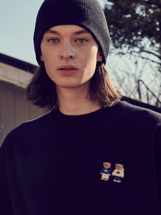 [ambler] Twinlook bear Over fit Sweatshirts AMM918