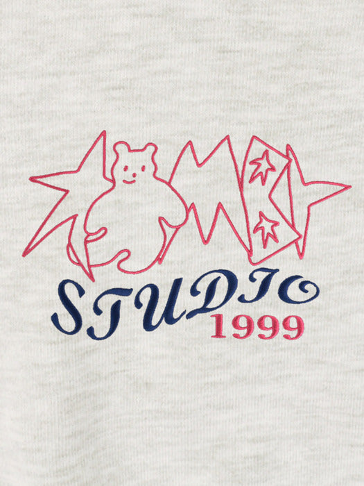 [ambler] star bear Over fit Hoodie AHP1013 (Pink)