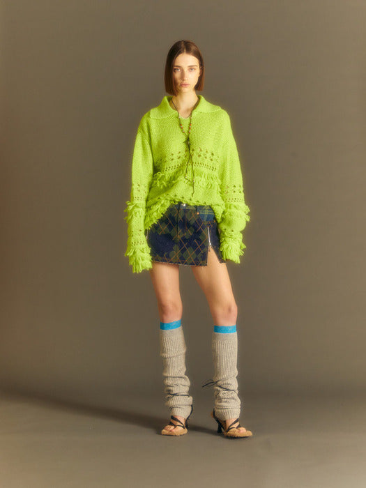 [andersson bell] (ESSENTIAL) (WOMEN) SHISHI KNIT LACE LEG WARMER aaa344w(M.GREY)