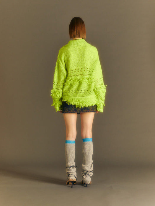 [andersson bell] (ESSENTIAL) (WOMEN) SHISHI KNIT LACE LEG WARMER aaa344w(M.GREY)