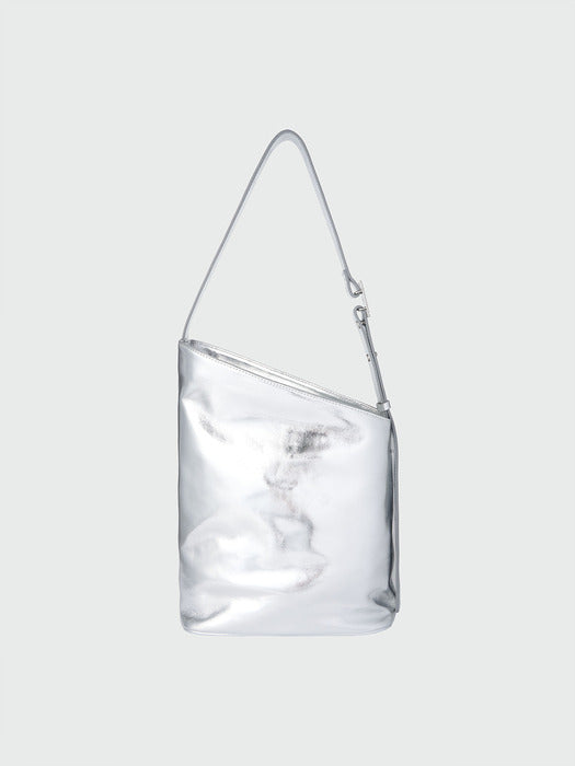 [EENK] Halog Asymmetric Shoulder Bag - Silver