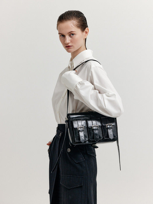 [EENK] Hanhee Buckled Pocket Square Bag - Black
