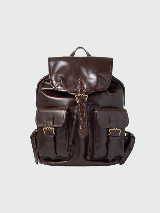 Eenk Hoever Buckled Pocket Backpack - Brown