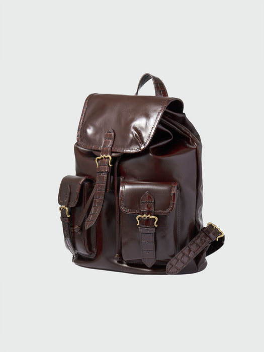 Eenk Hoever Buckled Pocket Backpack - Brown