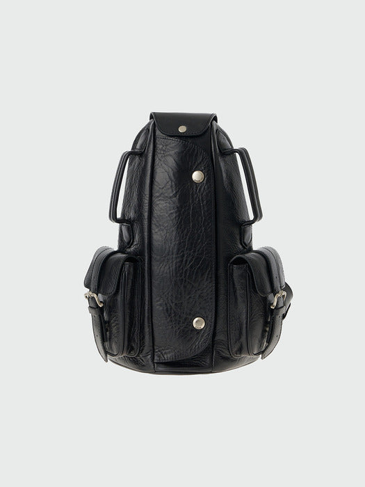 [EENK] Henial Utility Leather Backpack - Black