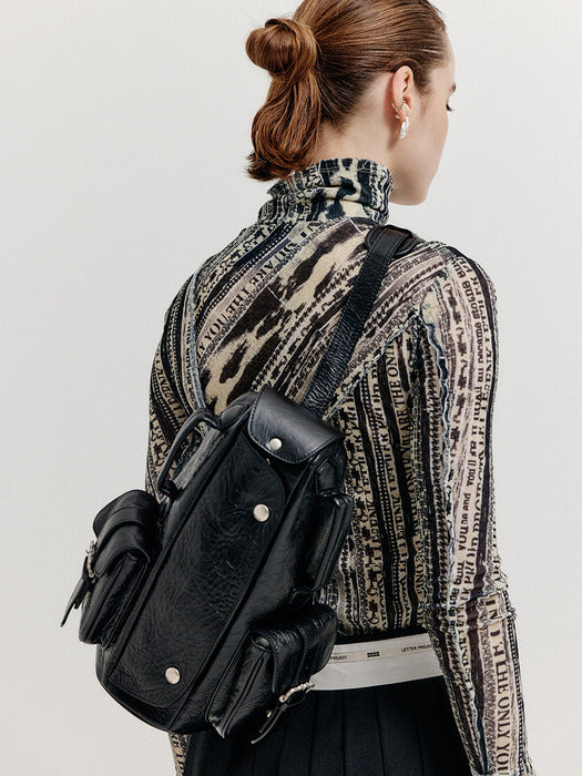 [EENK] Henial Utility Leather Backpack - Black