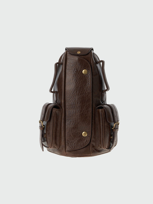 Eenk Henial Utility Leather Backpack - Brown