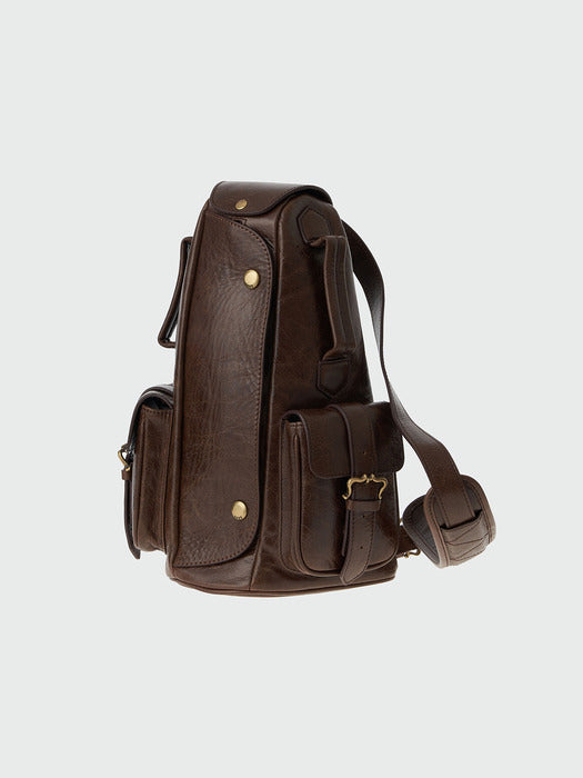 Eenk Henial Utility Leather Backpack - Brown