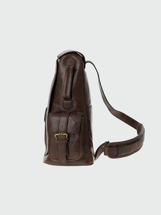 Eenk Henial Utility Leather Backpack - Brown