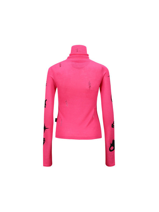 [andersson bell] (WOMEN) AUGEN FLOCKING INNER KNIT TOP atb999w(MAGENTA PINK)