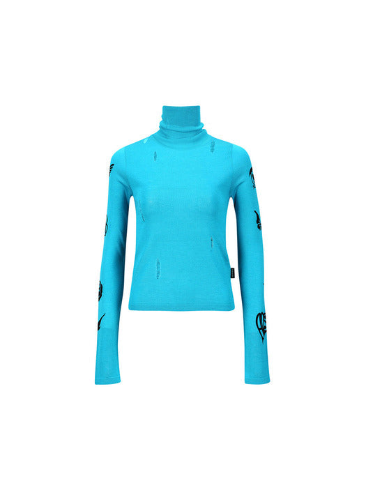 [andersson bell] (WOMEN) AUGEN FLOCKING INNER KNIT TOP atb999w(BLUE)