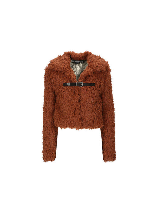 [andersson bell] (WOMEN) GOLDIE FAUX FUR CARDIGAN atb981w(BROWN)