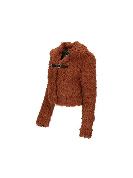[andersson bell] (WOMEN) GOLDIE FAUX FUR CARDIGAN atb981w(BROWN)
