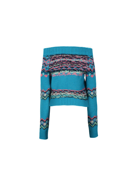 [andersson bell] (WOMEN) TAKO NORDIC OFF-SHOULDER KNIT TOP atb988w(BLUE)