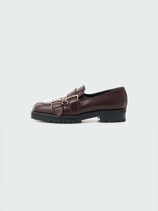 Eenk Xed Buckle Strap Loafers - Brown
