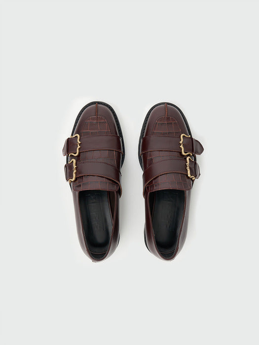 Eenk Xed Buckle Strap Loafers - Brown