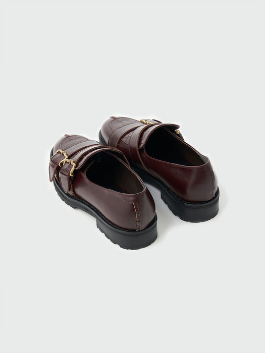 Eenk Xed Buckle Strap Loafers - Brown