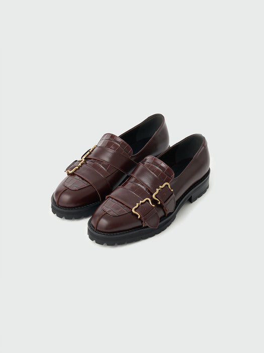 Eenk Xed Buckle Strap Loafers - Brown
