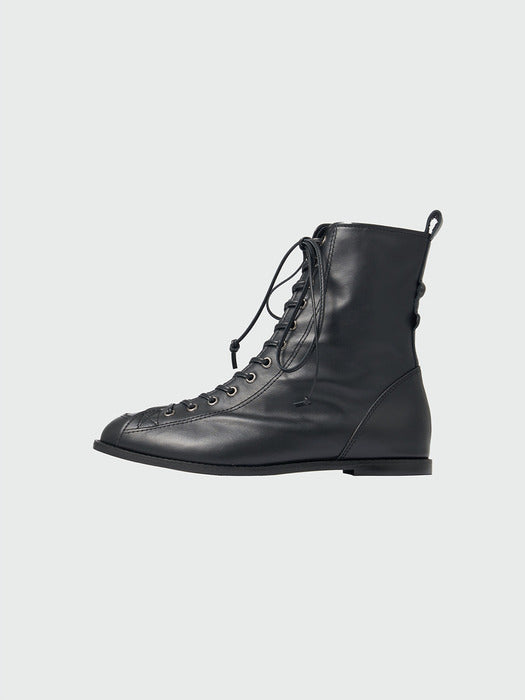 Eenk Xadie Lace-Up Flat Boots - Black