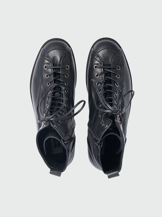 Eenk Xadie Lace-Up Flat Boots - Black