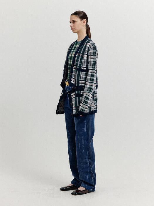 Eenk Xeneva Asymmetric Front Denim Pants - Dark Navy