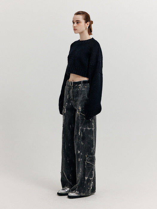 Eenk Xovia Cargo Denim Pants - Dark Grey