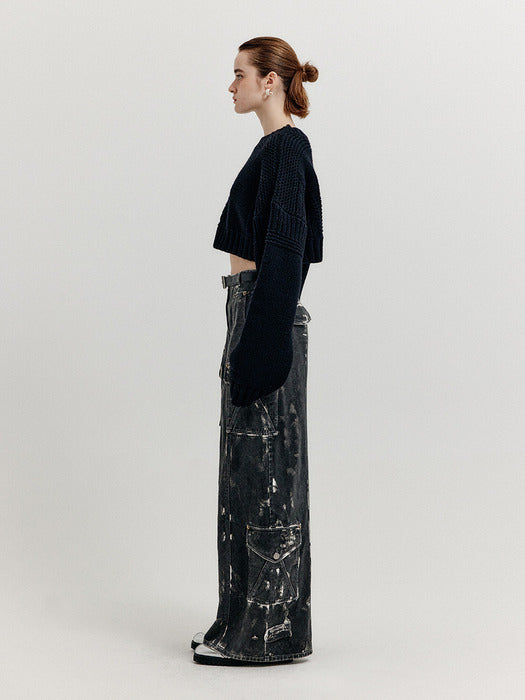 Eenk Xovia Cargo Denim Pants - Dark Grey
