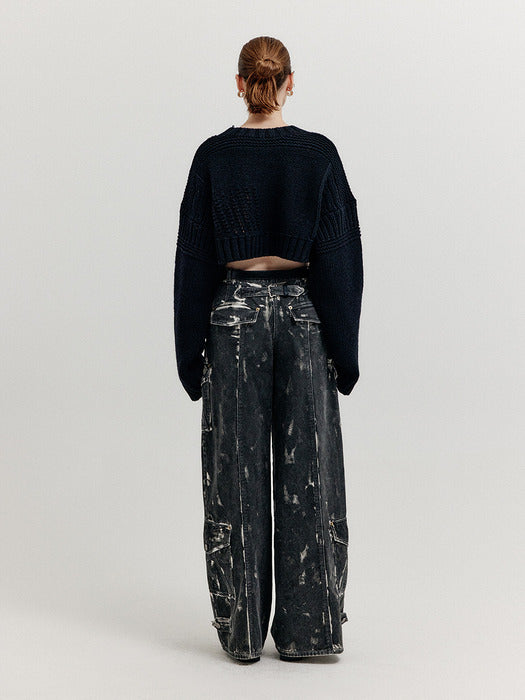 Eenk Xovia Cargo Denim Pants - Dark Grey