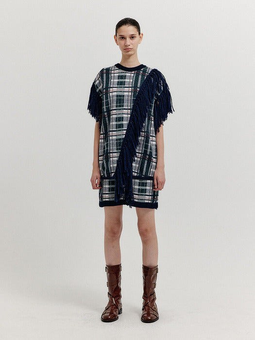 Eenk Xolivia Jacquard Wrap Knit Skirt - Navy Multi