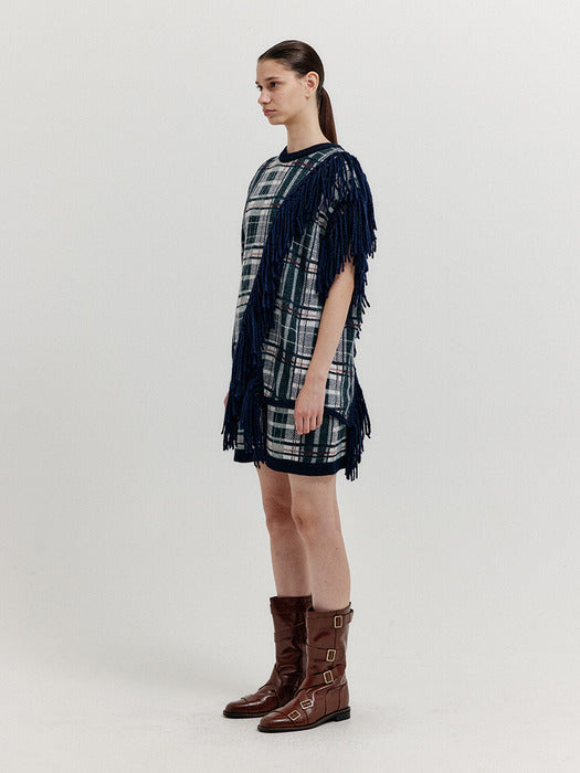 Eenk Xolivia Jacquard Wrap Knit Skirt - Navy Multi