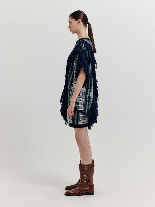 Eenk Xolivia Jacquard Wrap Knit Skirt - Navy Multi