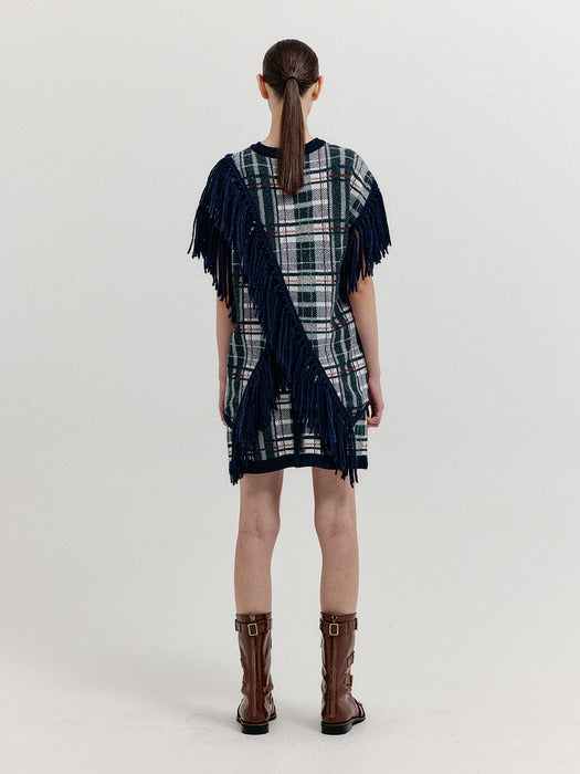 Eenk Xolivia Jacquard Wrap Knit Skirt - Navy Multi