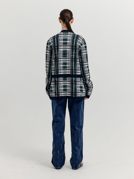 Eenk Xiva Separable Jacquard Knit Cardigan - Navy Multi