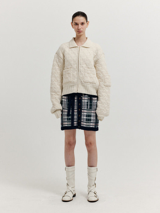 Eenk Xelda Textured Zip Cardigan - Ivory